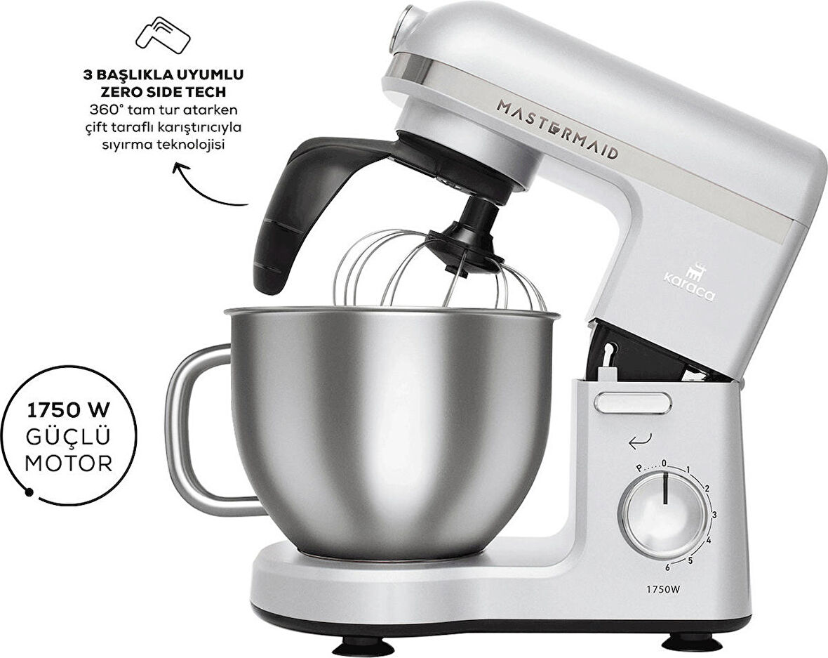 Karaca Mastermaid Chef Pro Çift Kollu Stand Mikser Pearl White 1750 W